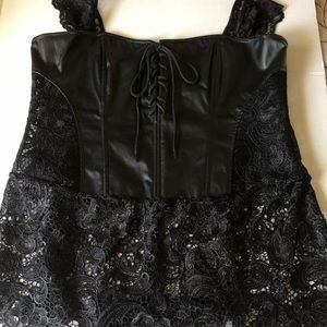 Bustier Corset & Thong Lace Up Front Boned Zips 6X